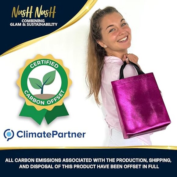 Hot Pink Gift Bags Medium Size – Set of 12 Shiny Fuchsia Pink Reusable Gift Bags - Picture 2 of 4